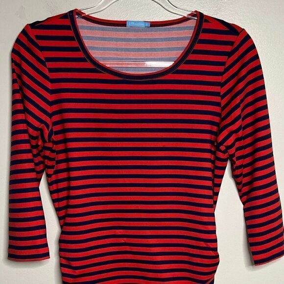 J McLaughlin Tops - J McLaughlin Rd & Blue Stripe Catalina Cloth Side Ruched Top Size S